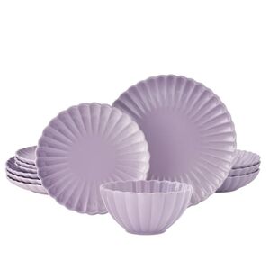 💕 The Pioneer Woman Colette Lavender Dinnerware 12 Piece Set Collection